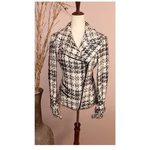 ZARA wool blend tweed Moto jacket size L